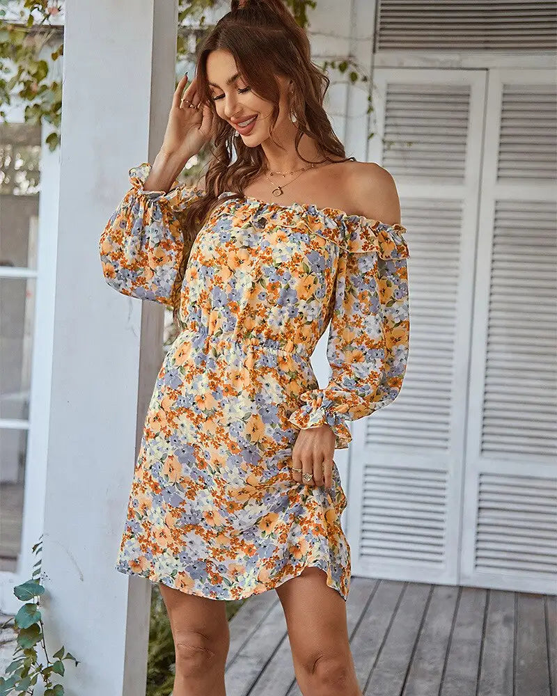 Robe Epaule Dénudée à Fleurs | Dame Fleur