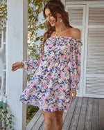 Robe Epaule Dénudée à Fleurs - Vignette | Dame Fleur