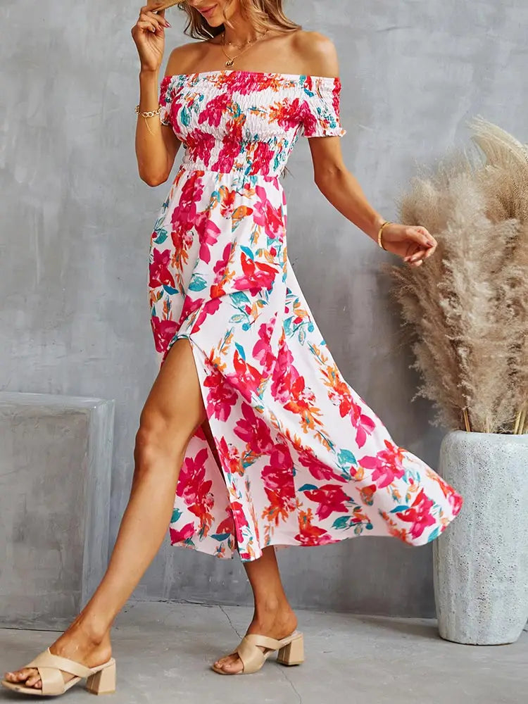 Robe Epaules Dénudées Fleurie | Dame Fleur