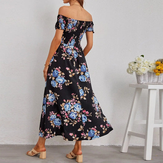Robe Epaules Dénudées Fleurie | Dame Fleur