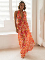 Robe Femme Eté Fleurie Orange - Vignette | Dame Fleur