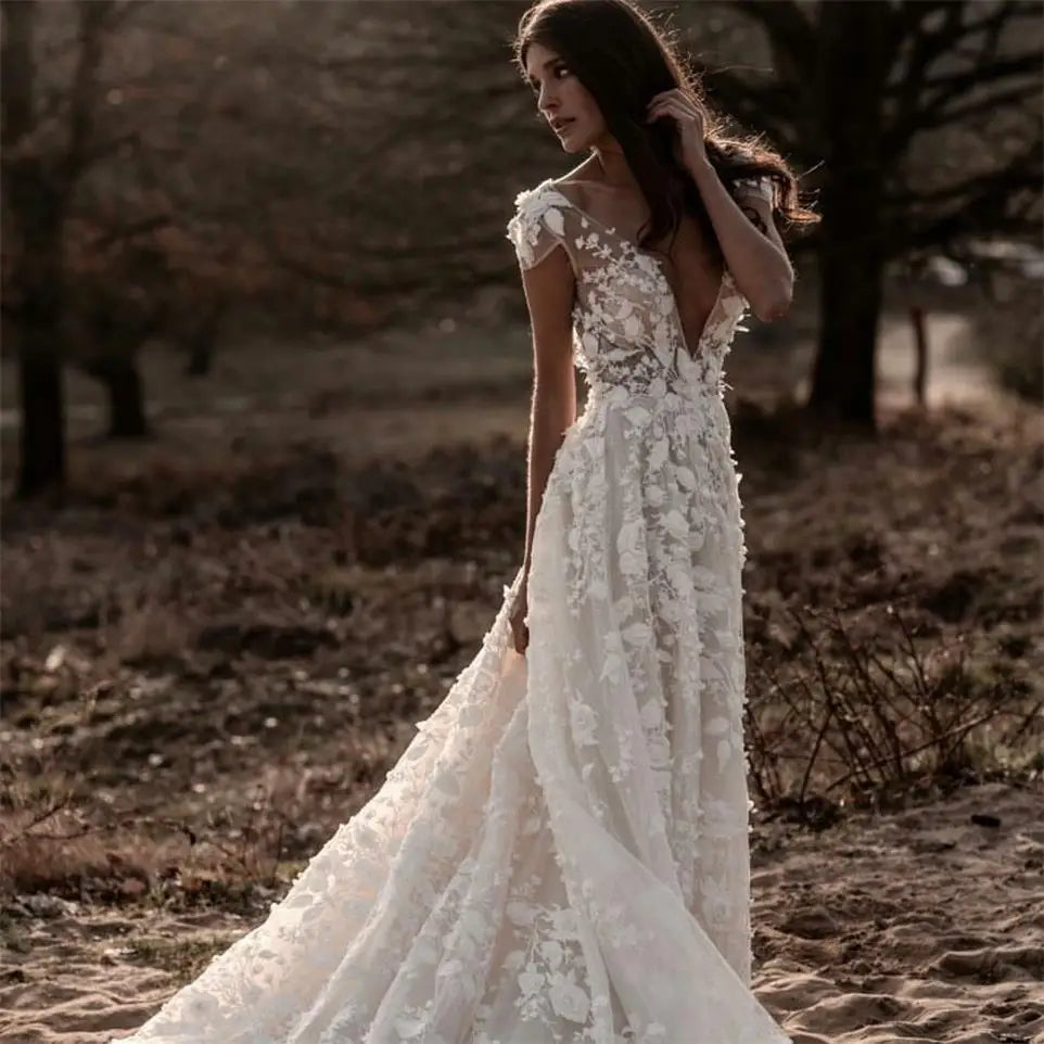 Robe Femme Fleurie de Mariée | Dame Fleur