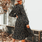 Robe Femme Noire avec Fleurs - Vignette | Dame Fleur