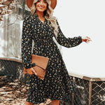 Robe Femme Noire avec Fleurs - Vignette | Dame Fleur