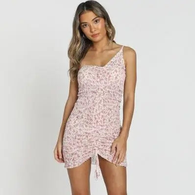 Robe Fleurie Asymétrique Courte | Dame Fleur