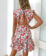 Robe Fleurie Blanche Plage - Vignette | Dame Fleur