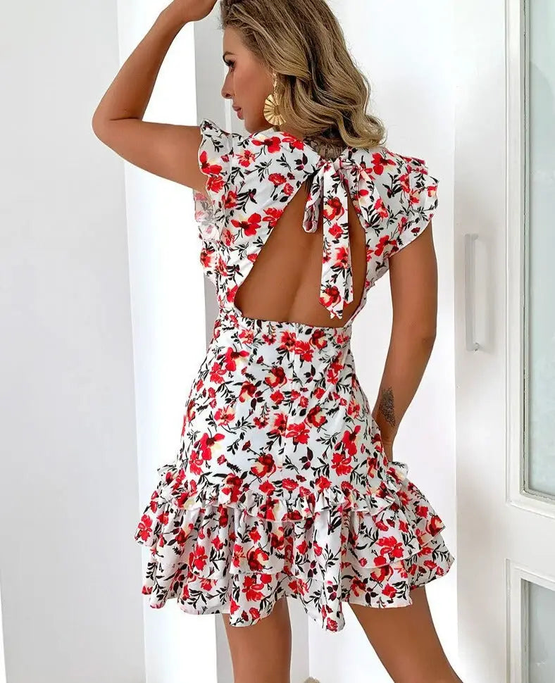 Robe Fleurie Blanche Plage | Dame Fleur