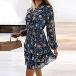 Robe Fleurie Bleu Canard - Vignette | Dame Fleur