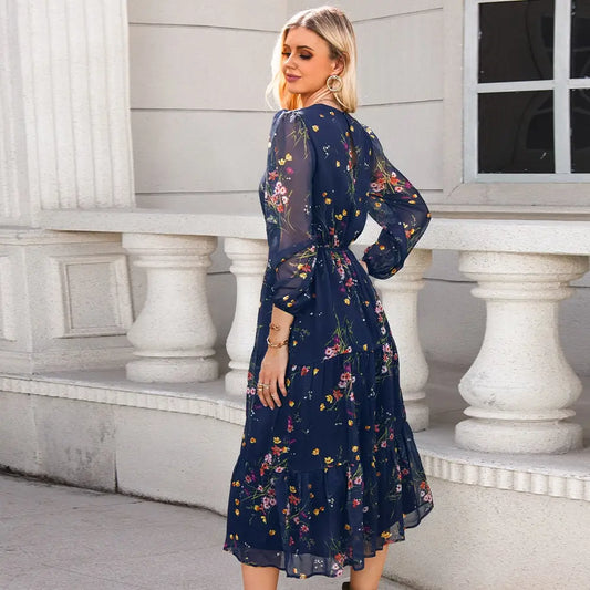Robe Fleurie Bleue Hippie | Dame Fleur