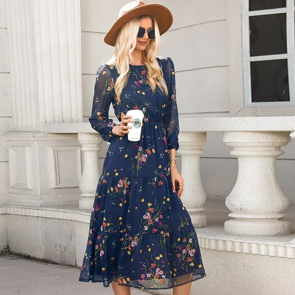 Robe Fleurie Bleue Hippie | Dame Fleur