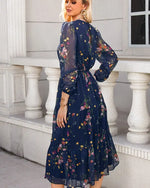Robe Fleurie Bleue Hippie - Vignette | Dame Fleur