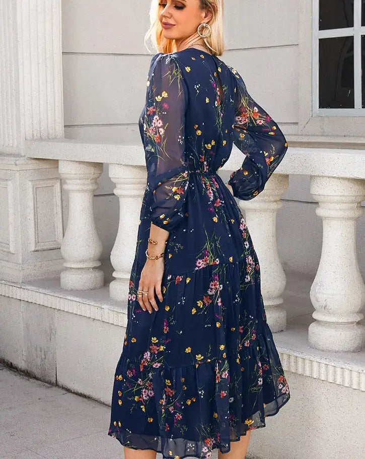 Robe Fleurie Bleue Hippie | Dame Fleur