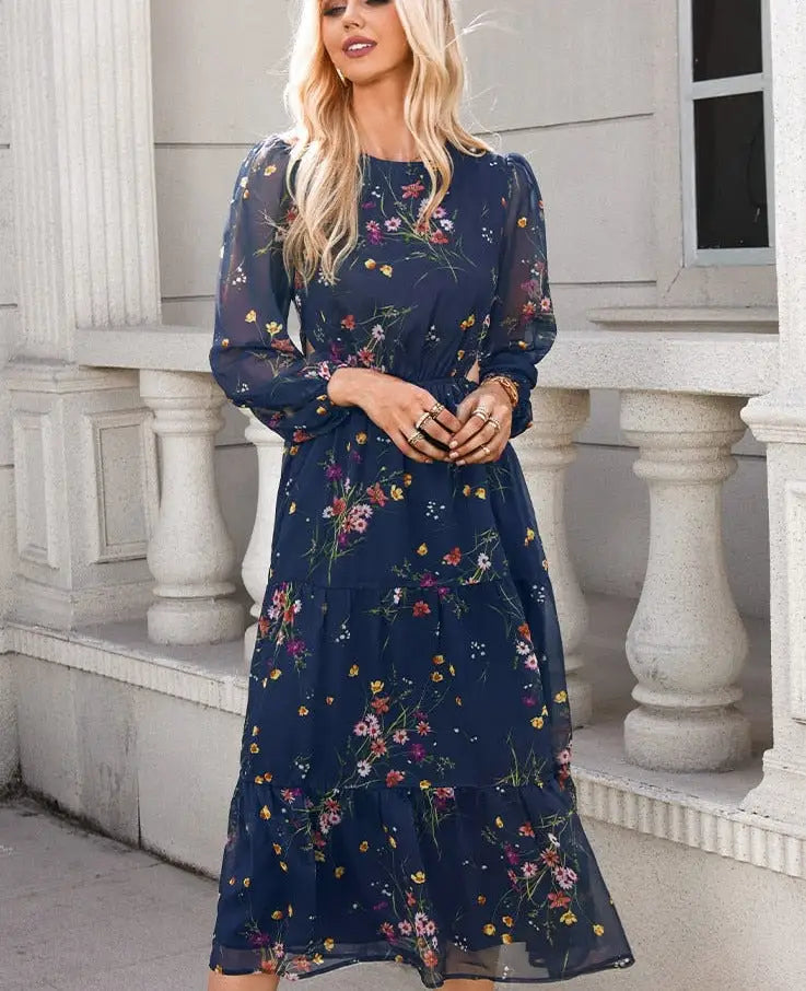 Robe Fleurie Bleue Hippie | Dame Fleur