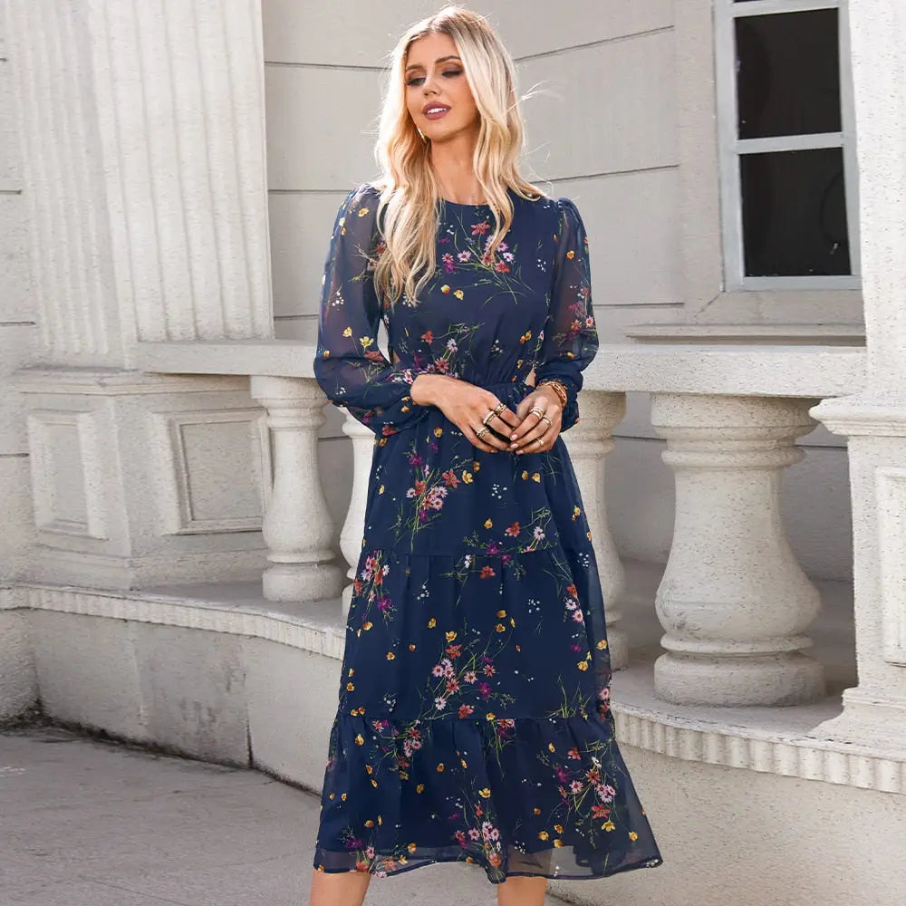 Robe Fleurie Bleue Hippie | Dame Fleur