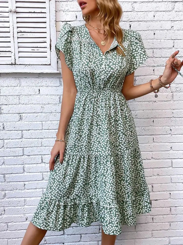 Robe Fleurie Bohème Chic Mi-Longue | Dame Fleur