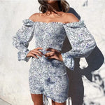 Robe Fleurie Col Barbot Froncée - Vignette | Dame Fleur