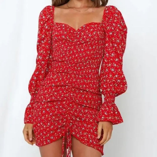 Robe Fleurie Col Barbot Froncée | Dame Fleur