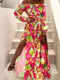 Robe Fleurie Col Bateau Fendue | Dame Fleur