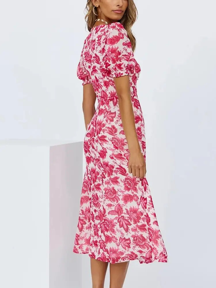 Robe Fleurie Col Carré | Dame Fleur