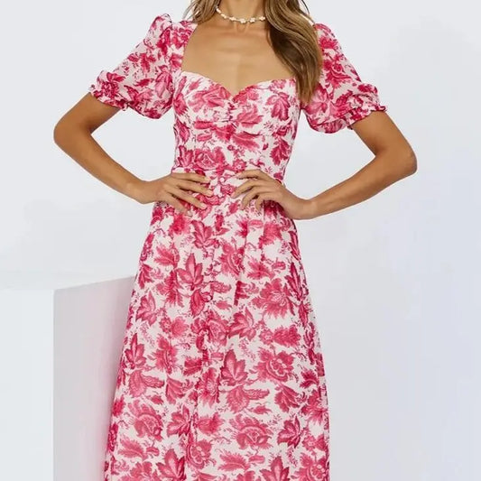 Robe Fleurie Col Carré | Dame Fleur