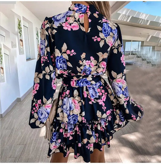 Robe Fleurie Col Roulé | Dame Fleur