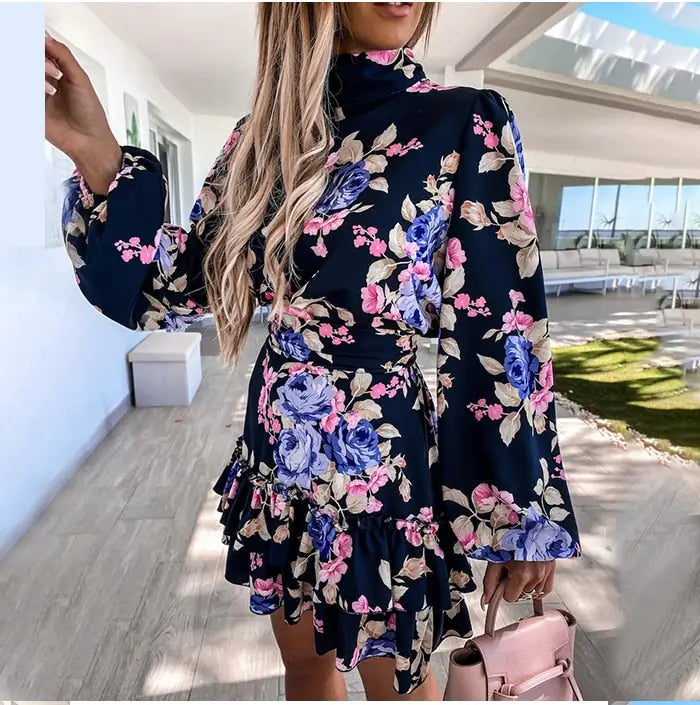 Robe Fleurie Col Roulé | Dame Fleur