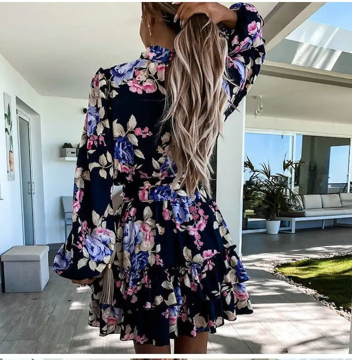Robe Fleurie Col Roulé | Dame Fleur