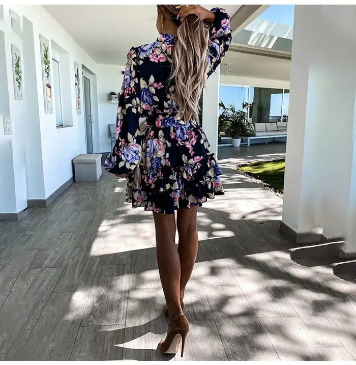 Robe Fleurie Col Roulé | Dame Fleur