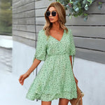 Robe Fleurie Col V - Vignette | Dame Fleur