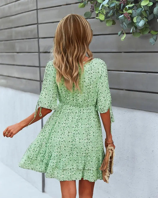 Robe Fleurie Col V | Dame Fleur