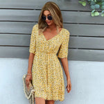 Robe Fleurie Col V - Vignette | Dame Fleur