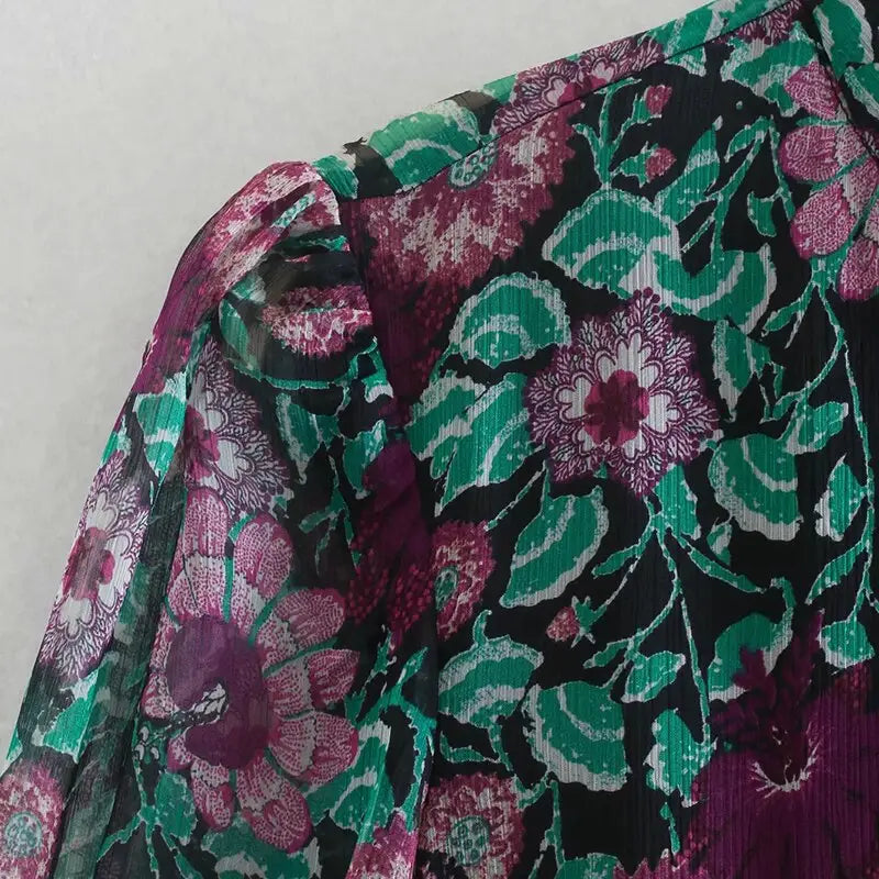 Robe Fleurie Courte Col Montant | Dame Fleur