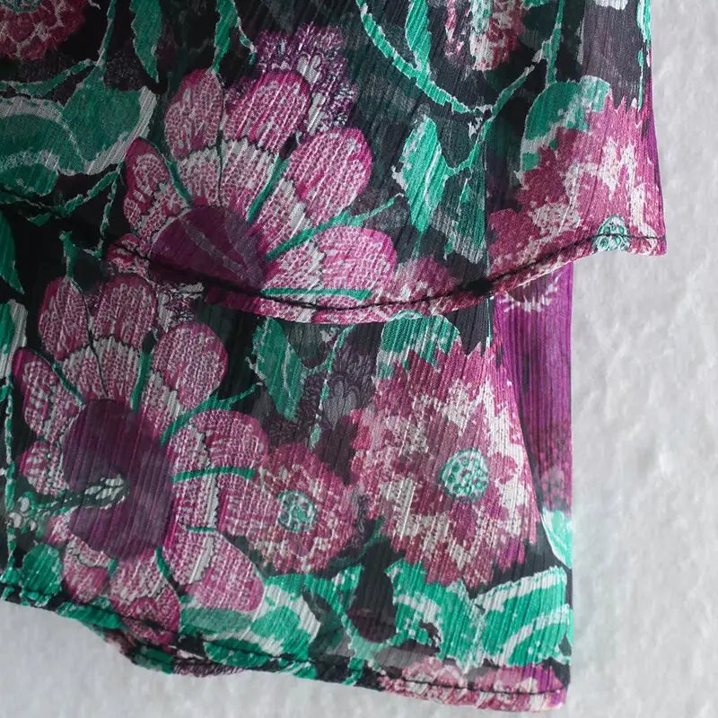 Robe Fleurie Courte Col Montant | Dame Fleur