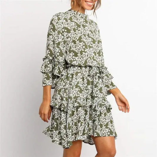 Robe Fleurie Courte Manche Longue | Dame Fleur