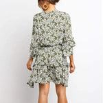 Robe Fleurie Courte Manche Longue - Vignette | Dame Fleur