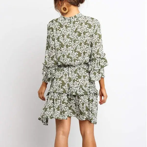 Robe Fleurie Courte Manche Longue | Dame Fleur