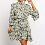 Robe Fleurie Courte Manche Longue - Vignette | Dame Fleur