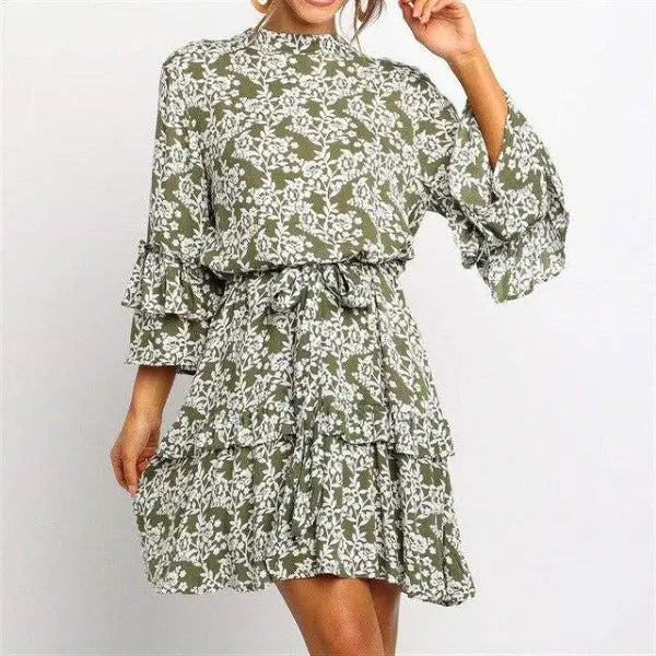 Robe Fleurie Courte Manche Longue | Dame Fleur