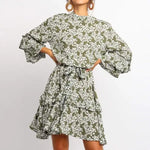 Robe Fleurie Courte Manche Longue - Vignette | Dame Fleur