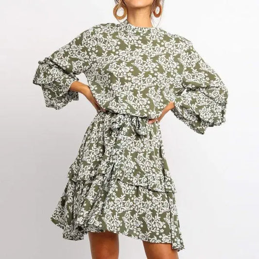 Robe Fleurie Courte Manche Longue | Dame Fleur