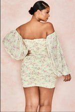 Robe Fleurie Drapée Courte - Vignette | Dame Fleur