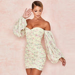 Robe Fleurie Drapée Courte - Vignette | Dame Fleur