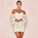 Robe Fleurie Drapée Courte - Vignette | Dame Fleur