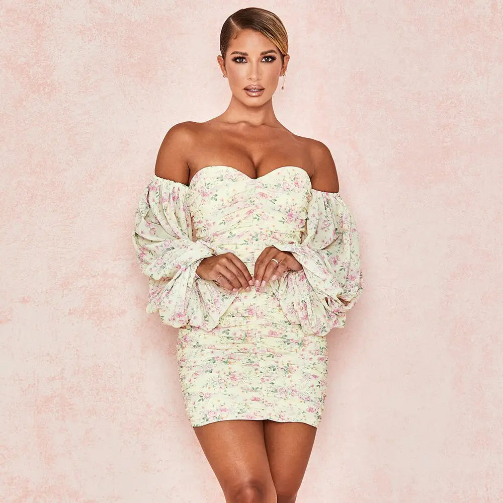 Robe Fleurie Drapée Courte | Dame Fleur
