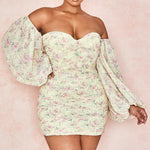 Robe Fleurie Drapée Courte - Vignette | Dame Fleur