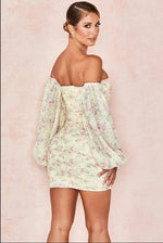 Robe Fleurie Drapée Courte - Vignette | Dame Fleur