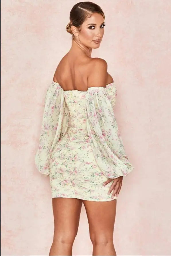 Robe Fleurie Drapée Courte | Dame Fleur