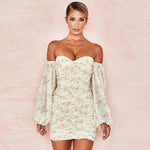 Robe Fleurie Drapée Courte - Vignette | Dame Fleur