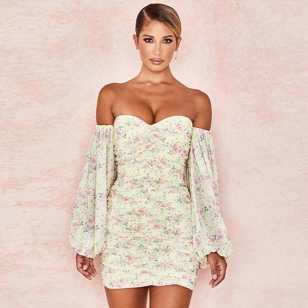 Robe Fleurie Drapée Courte | Dame Fleur