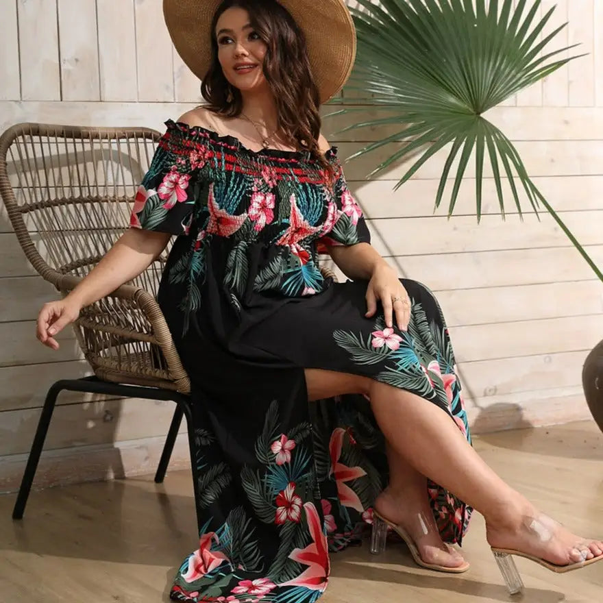 Robe Fleurie Eté Femme Grande Taille | Dame Fleur